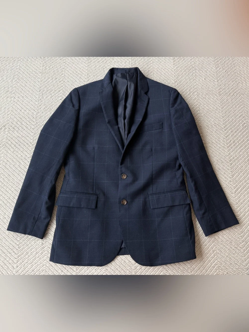 J. Crew Thompson Navy Windowpane Two-Piece Suit (altered- see measurements)
